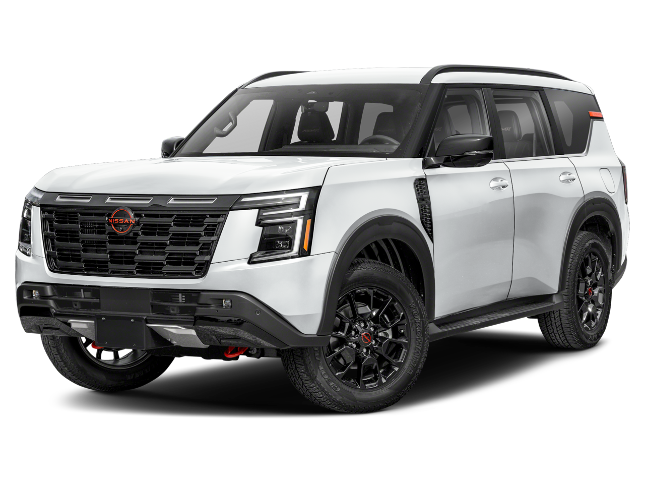 2026 Nissan Armada PRO-4X in Aspen White Tricoat Qac — front three-quarter view
